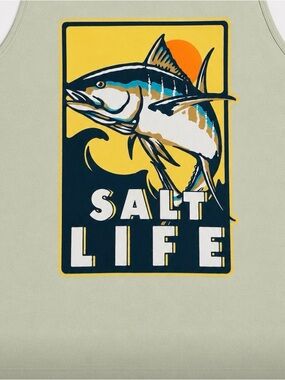Salt Life Men's Sage Tank with Navy Logo